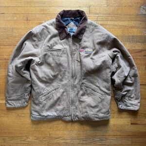 RRI Workwear Jacket Family Dollar‎ Embroidered Canvas Coat Brown 2XL